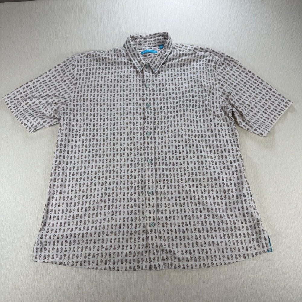 Tori Richard Mens XL Pineapple Palm Tree Short Sleeve Button Down Shirt S89-101